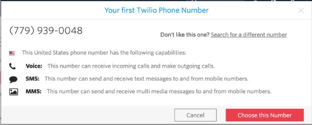 When you click on this you will see default provided number by Twilio